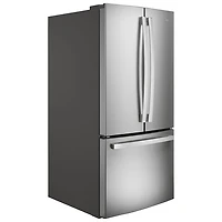 GE 33" 24.7 Cu. Ft. French Door Refrigerator with Water&Ice Dispenser (GNE25JYKFS) - Fingerprint Resistant Stainless