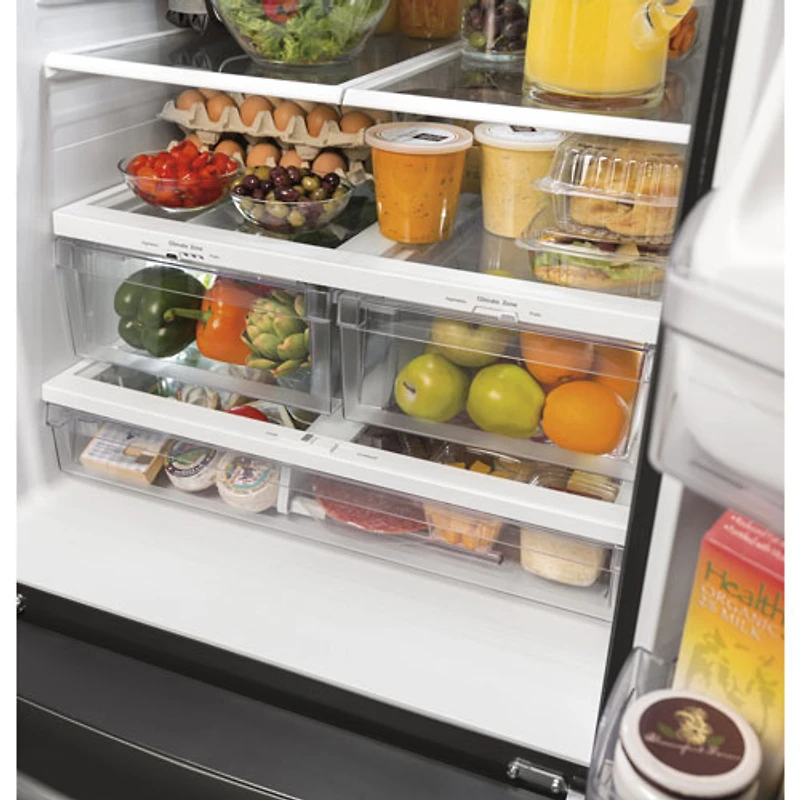 GE 33" 24.7 Cu. Ft. French Door Refrigerator with Water&Ice Dispenser (GNE25JYKFS) - Fingerprint Resistant Stainless