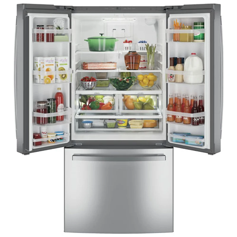 GE 33" 24.7 Cu. Ft. French Door Refrigerator with Water&Ice Dispenser (GNE25JYKFS) - Fingerprint Resistant Stainless