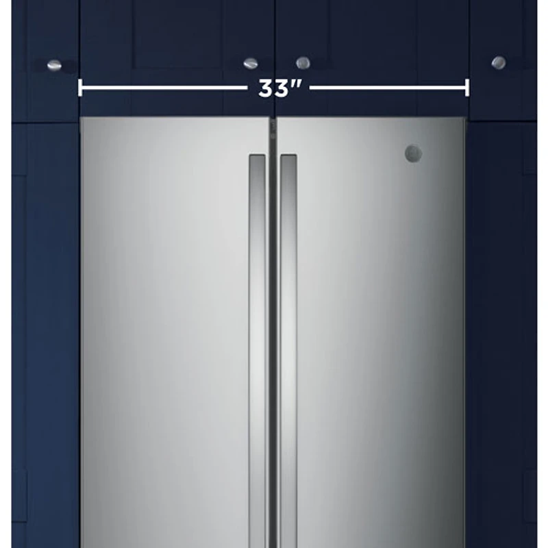 GE 33" 24.7 Cu. Ft. French Door Refrigerator with Water&Ice Dispenser (GNE25JYKFS) - Fingerprint Resistant Stainless
