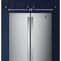 GE 33" 24.7 Cu. Ft. French Door Refrigerator with Water&Ice Dispenser (GNE25JYKFS) - Fingerprint Resistant Stainless