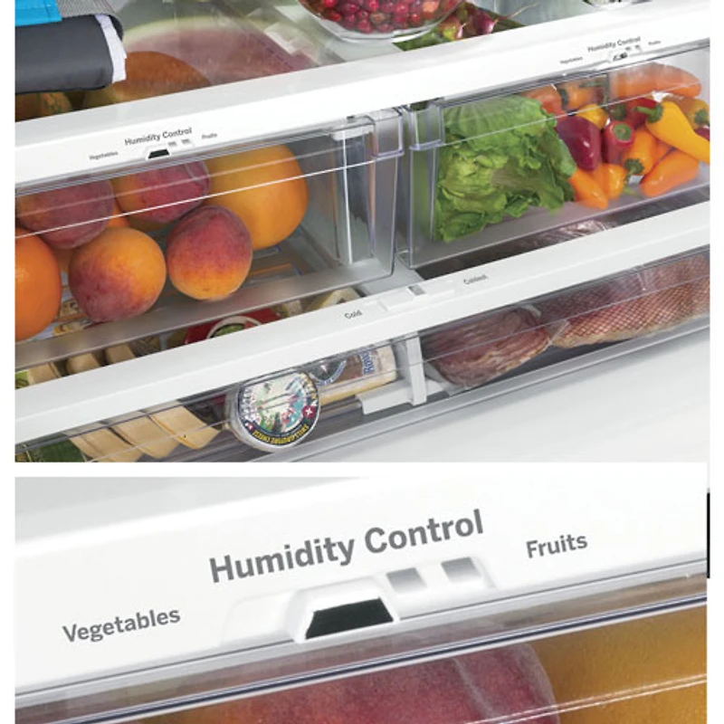 GE 33" 24.7 Cu. Ft. French Door Refrigerator with Water&Ice Dispenser (GNE25JYKFS) - Fingerprint Resistant Stainless