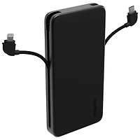 Mophie Powerstation Plus 10000 mAh 30W USB-C PD Power Bank with Built-In USB-C and Lightning Cables - Black