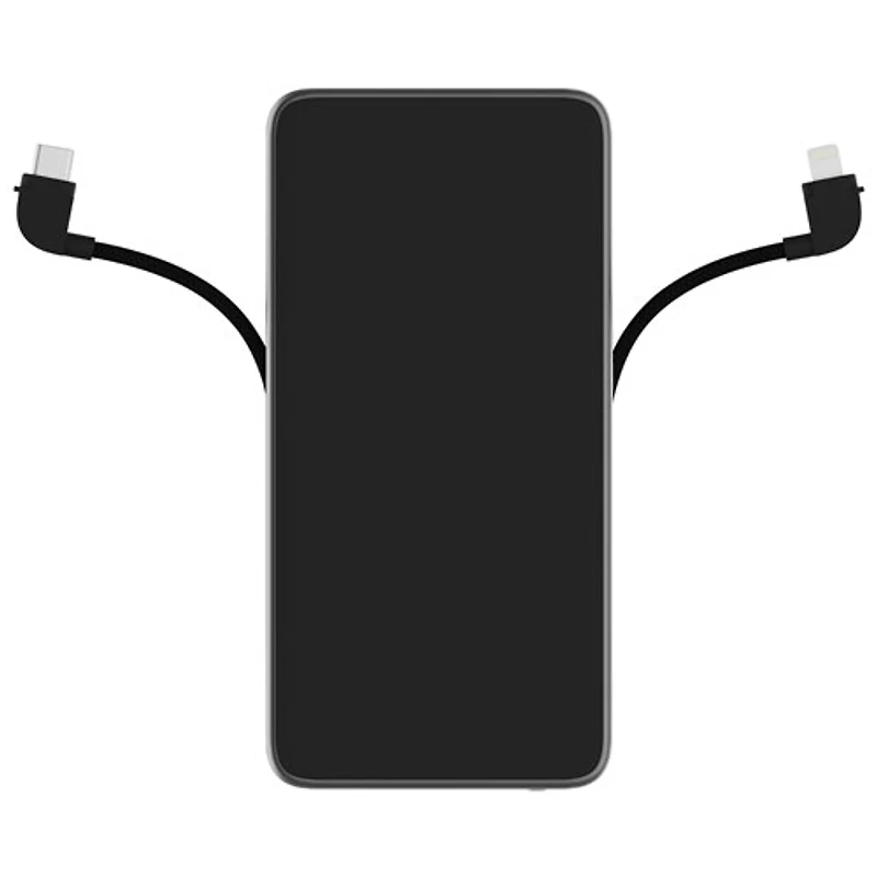 Mophie Powerstation Plus 10000 mAh 30W USB-C PD Power Bank with Built-In USB-C and Lightning Cables - Black