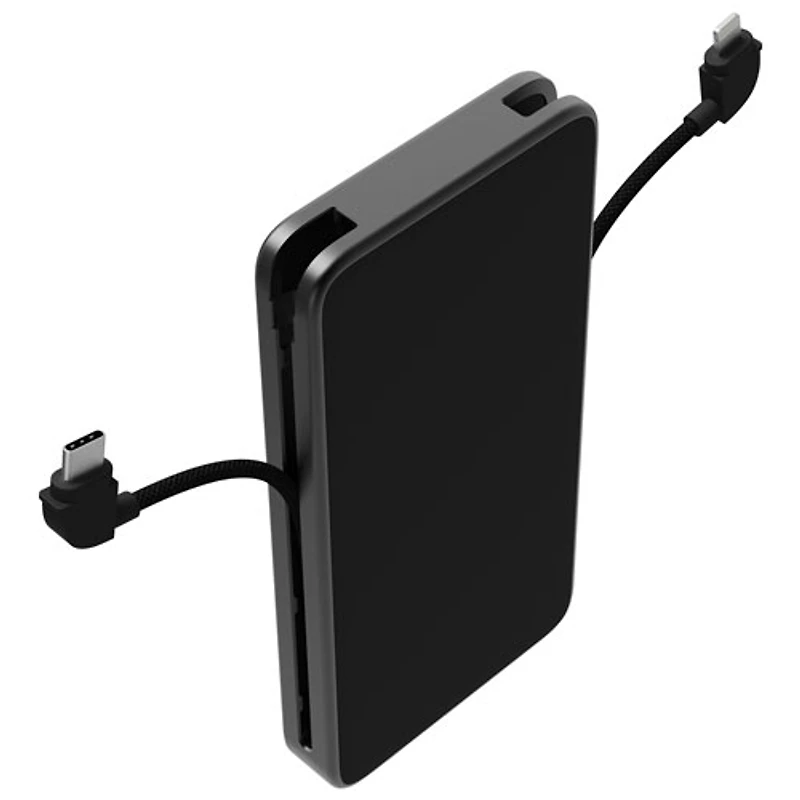Mophie Powerstation Plus 10000 mAh 30W USB-C PD Power Bank with Built-In USB-C and Lightning Cables - Black
