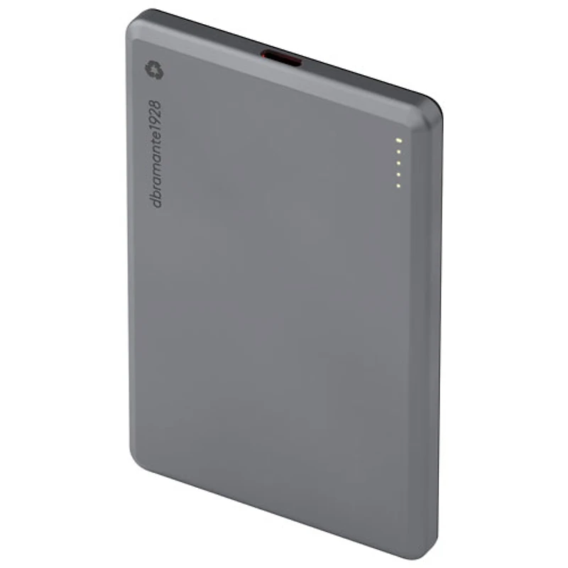Chargeur portable USB-C 15 W 5000 mAh Re-Charge de Dbramante1928 avec chargeur Qi2 et MagSafe sans fil - Gris