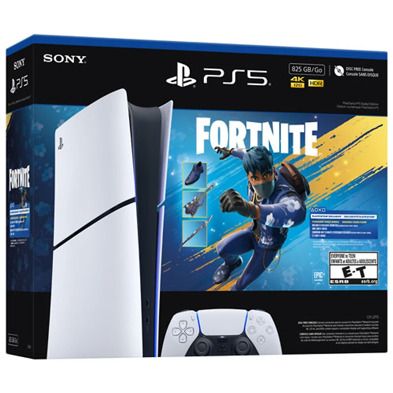 Ensemble PlayStation 5 mince édition numérique de 825 Go avec Fortnite Flowering Chaos