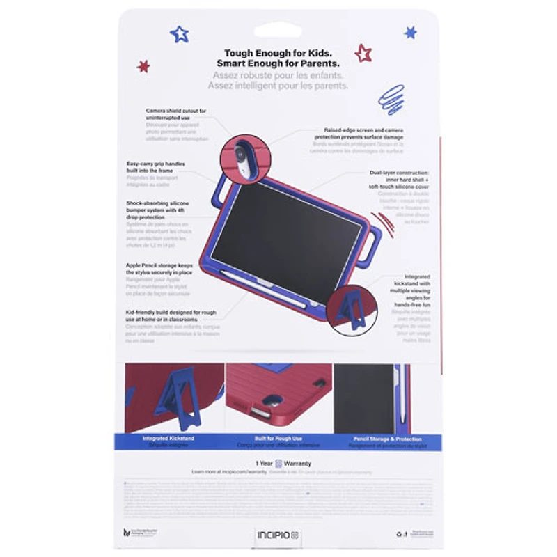 Étui antichoc pour enfants d'Incipio pour iPad (10e génération) - Rouge/Bleu