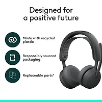 Casque d'écoute Bluetooth à suppression du bruit sans fil Zone 2 ES de Logitech - Graphite