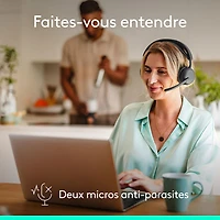 Casque d'écoute Bluetooth à suppression du bruit sans fil Zone 2 ES de Logitech - Graphite