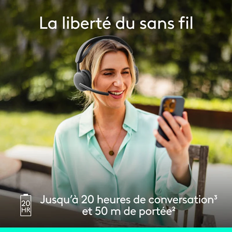 Casque d'écoute Bluetooth à suppression du bruit sans fil Zone 2 ES de Logitech - Graphite