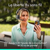 Casque d'écoute Bluetooth à suppression du bruit sans fil Zone 2 ES de Logitech - Graphite