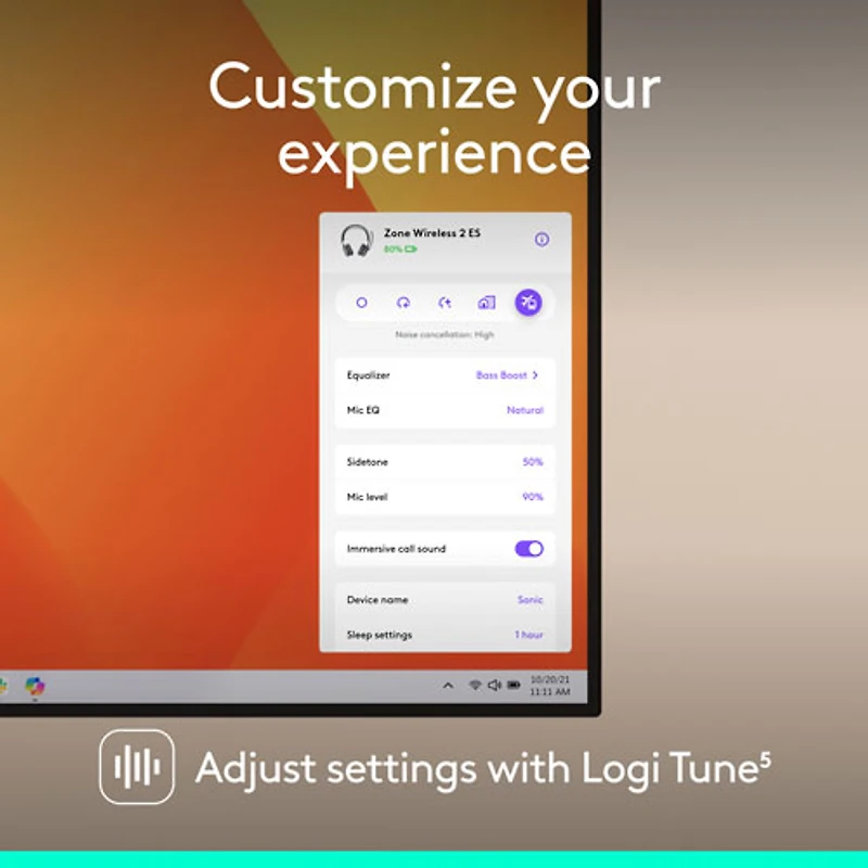 Casque d'écoute Bluetooth à suppression du bruit sans fil Zone 2 ES de Logitech - Graphite