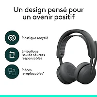 Casque d'écoute Bluetooth à suppression du bruit sans fil Zone 2 ES de Logitech - Graphite