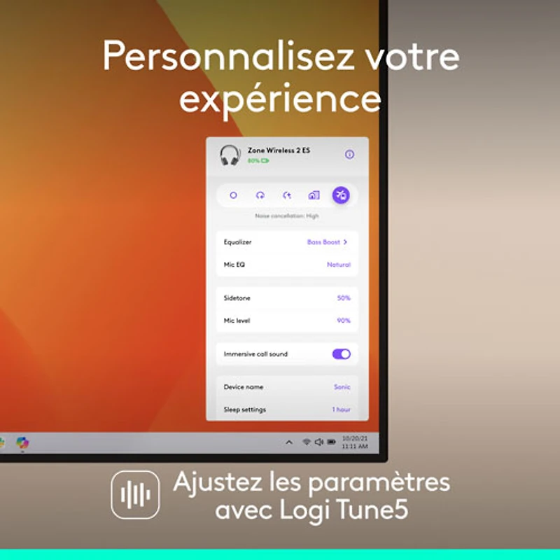 Casque d'écoute Bluetooth à suppression du bruit sans fil Zone 2 ES de Logitech - Graphite