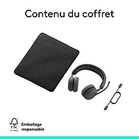 Casque d'écoute Bluetooth à suppression du bruit sans fil Zone 2 ES de Logitech - Graphite
