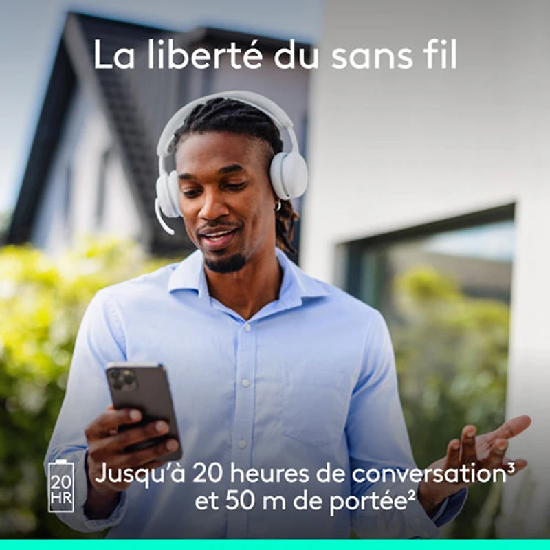 Logitech Zone 2 ES Wireless On-Ear Noise Cancelling Bluetooth Headphones - Off-White