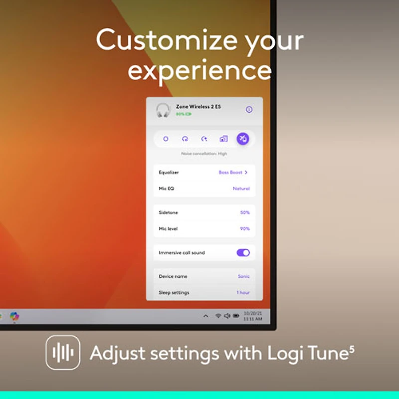 Logitech Zone 2 ES Wireless On-Ear Noise Cancelling Bluetooth Headphones - Off-White