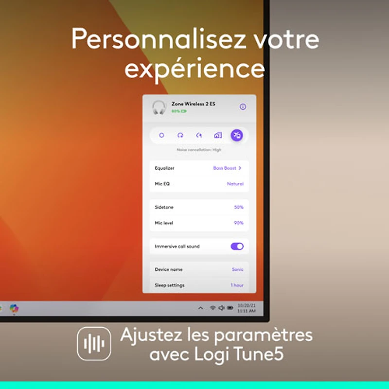 Logitech Zone 2 ES Wireless On-Ear Noise Cancelling Bluetooth Headphones - Off-White