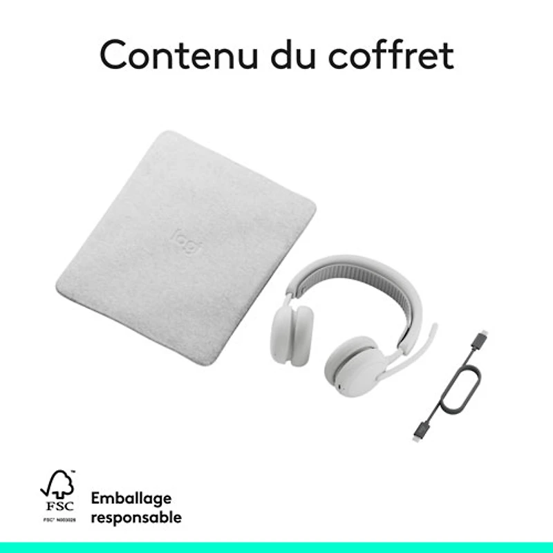 Logitech Zone 2 ES Wireless On-Ear Noise Cancelling Bluetooth Headphones - Off-White