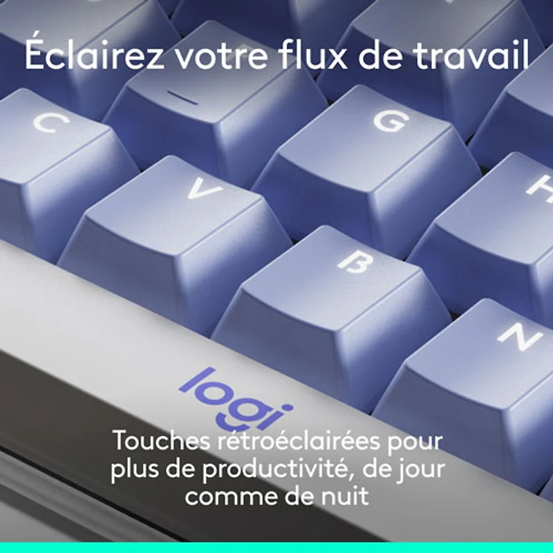 Logitech Alto Keys K98M Bluetooth Backlit Mechanical Full-Size Keyboard - Lilac - English