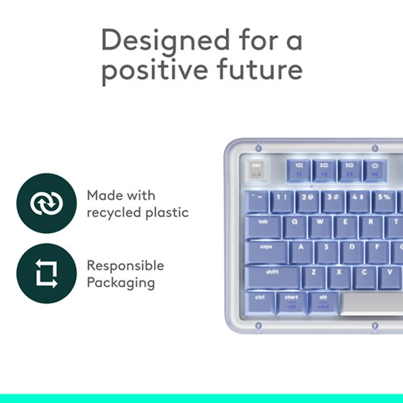 Clavier pleine grandeur à touches mécaniques rétroéclairées Bluetooth Alto Keys K98M de Logitech - Lilas - Anglais