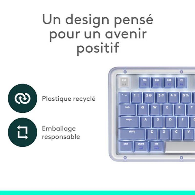 Clavier pleine grandeur à touches mécaniques rétroéclairées Bluetooth Alto Keys K98M de Logitech - Lilas - Anglais