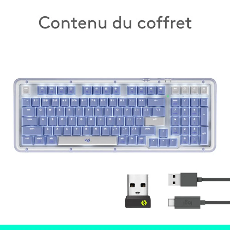 Logitech Alto Keys K98M Bluetooth Backlit Mechanical Full-Size Keyboard - Lilac - English