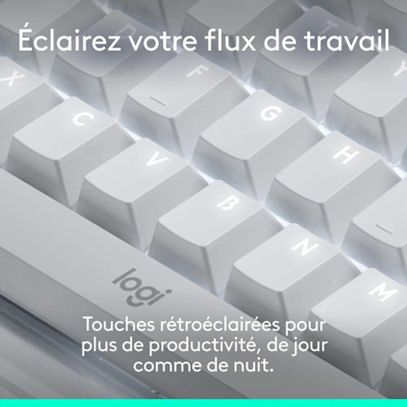 Clavier pleine grandeur à touches mécaniques rétroéclairées Bluetooth Alto Keys K98M de Logitech - Blanc cassé - Anglais