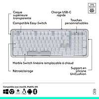 Clavier pleine grandeur à touches mécaniques rétroéclairées Bluetooth Alto Keys K98M de Logitech - Blanc cassé - Anglais