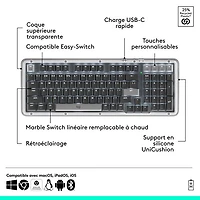 Clavier pleine grandeur à touches mécaniques rétroéclairées Bluetooth Alto Keys K98M de Logitech - Graphite - Anglais