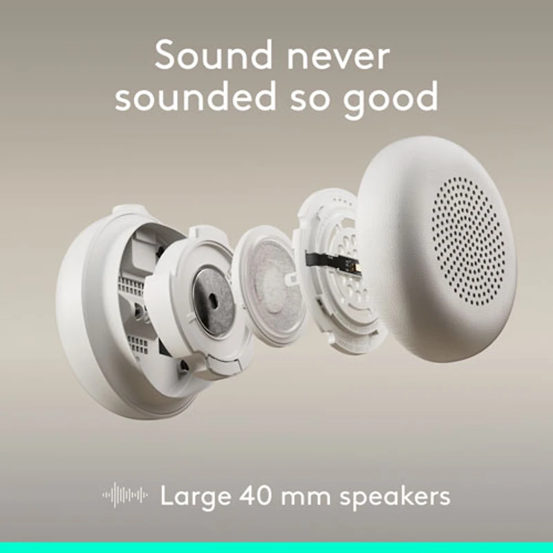 Casque d'écoute avec fil à suppression active du bruit Zone 2 de Logitech - Blanc cassé