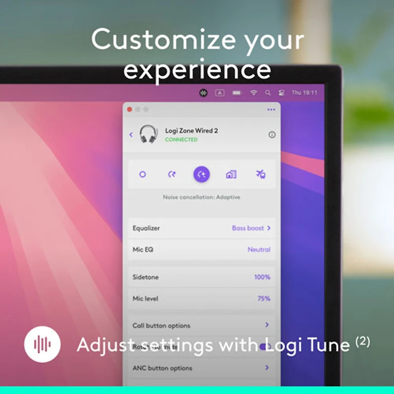 Casque d'écoute avec fil à suppression active du bruit Zone 2 de Logitech - Blanc cassé