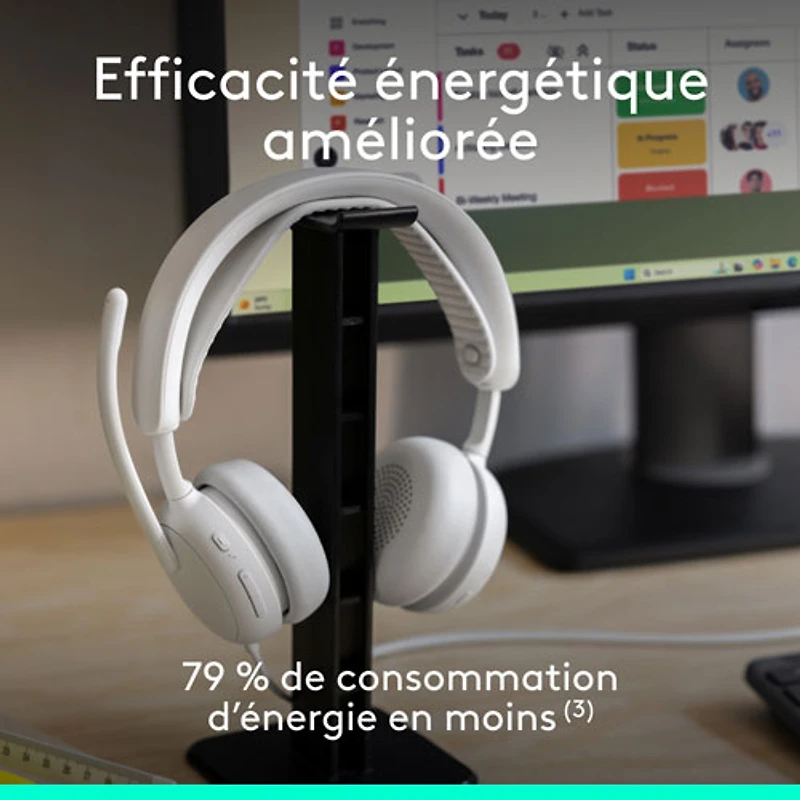 Casque d'écoute avec fil à suppression active du bruit Zone 2 de Logitech - Blanc cassé
