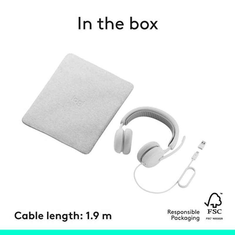 Casque d'écoute avec fil à suppression active du bruit Zone 2 de Logitech - Blanc cassé