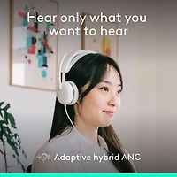 Casque d'écoute avec fil à suppression active du bruit Zone 2 de Logitech - Blanc cassé