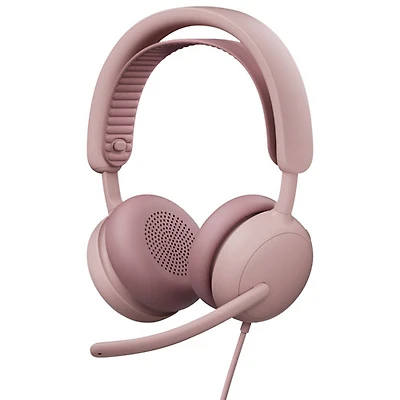 Casque d'écoute avec fil à suppression active du bruit Zone 2 de Logitech pour PC - Rose