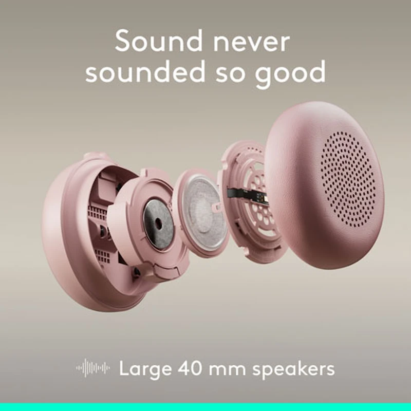 Casque d'écoute avec fil à suppression active du bruit Zone 2 de Logitech pour PC - Rose