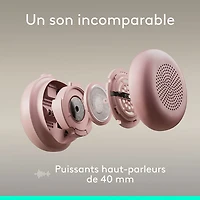 Casque d'écoute avec fil à suppression active du bruit Zone 2 de Logitech pour PC - Rose
