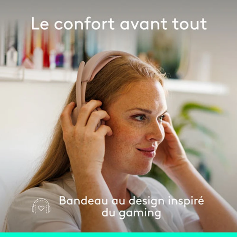 Casque d'écoute avec fil à suppression active du bruit Zone 2 de Logitech pour PC - Rose