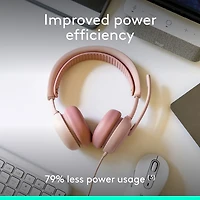 Casque d'écoute avec fil à suppression active du bruit Zone 2 de Logitech pour PC - Rose