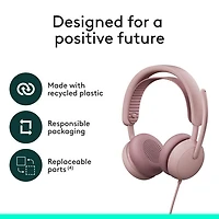 Casque d'écoute avec fil à suppression active du bruit Zone 2 de Logitech pour PC - Rose
