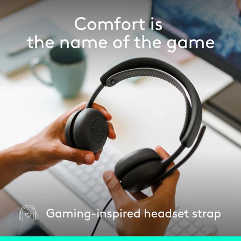 Logitech Zone 2 ANC Wired On-Ear Noise Cancelling Headphones - Graphite