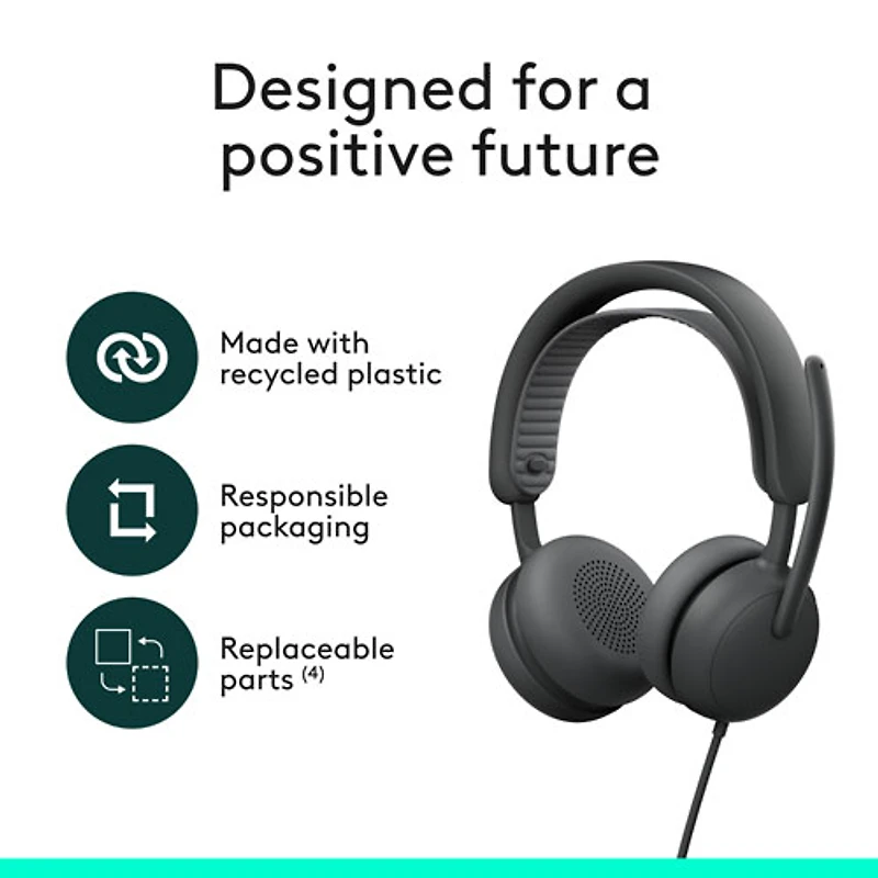 Logitech Zone 2 ANC Wired On-Ear Noise Cancelling Headphones - Graphite