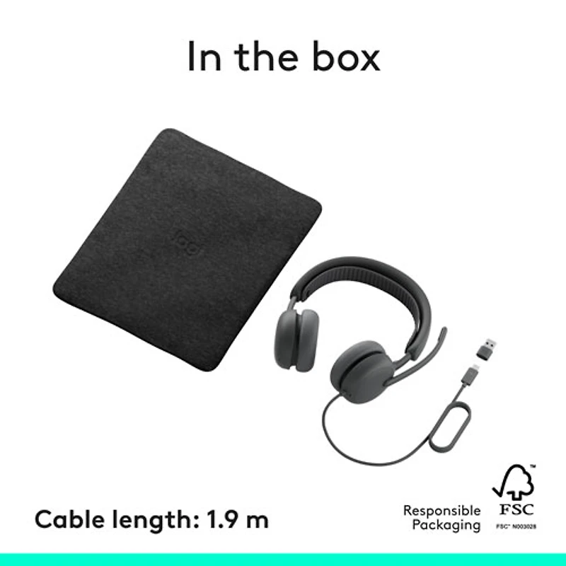 Logitech Zone 2 ANC Wired On-Ear Noise Cancelling Headphones - Graphite