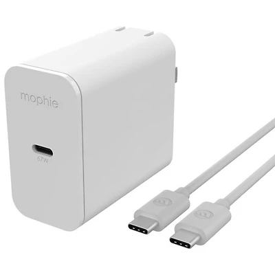 Mophie Speedport 67W GaN USB-C Wall Charger with USB-C Cable - White