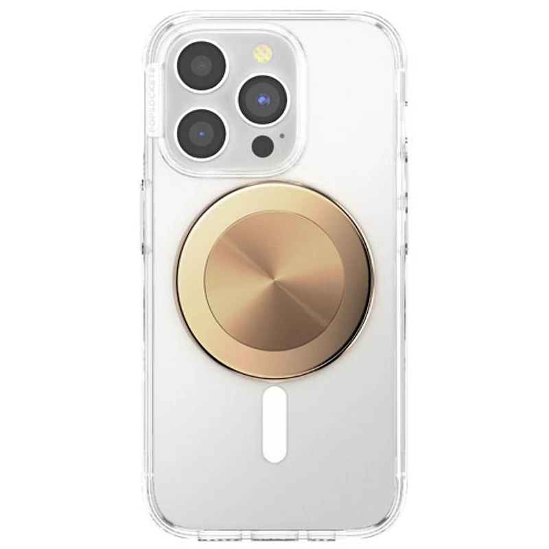 Support universel à prise extensible magnétique avec anneau adaptateur pour cellulaire PopGrip de PopSockets - Aluminium doré radial