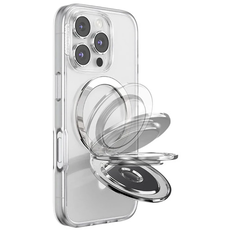PopSockets PopGrip Kick-Out Universal Cell Phone Grip & Stand with MagSafe - Aluminum Radial Silver