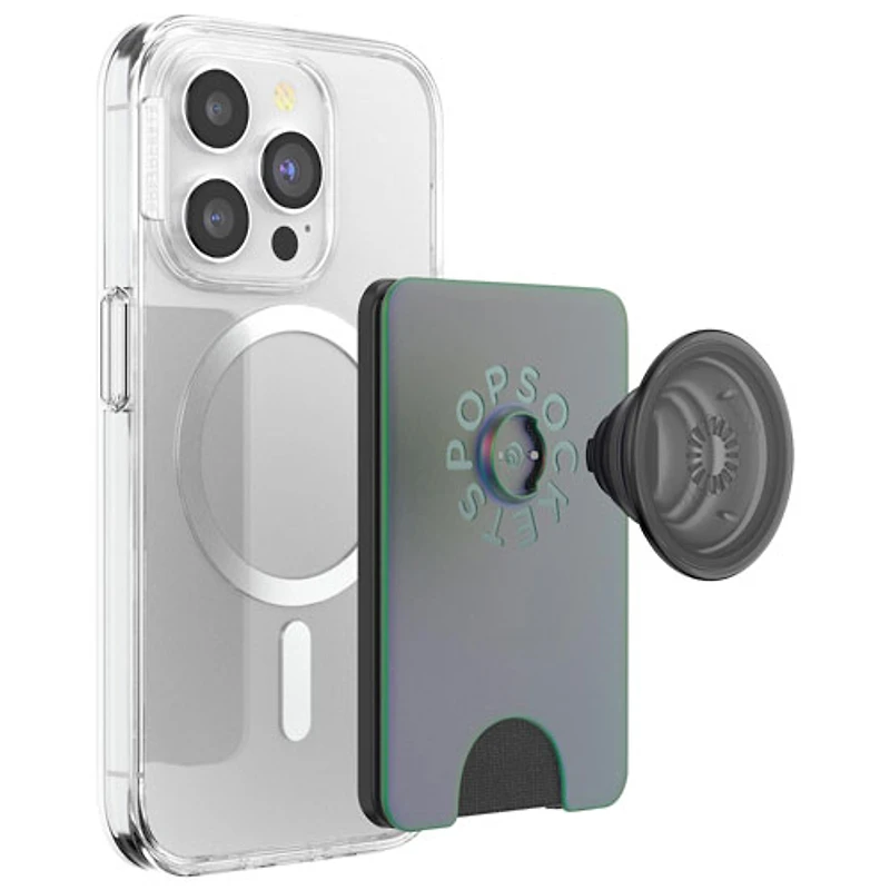 Support universel à prise extensible pour cellulaire MagSafe PopWallet+ (Plus) de PopSockets - Gris nocturne