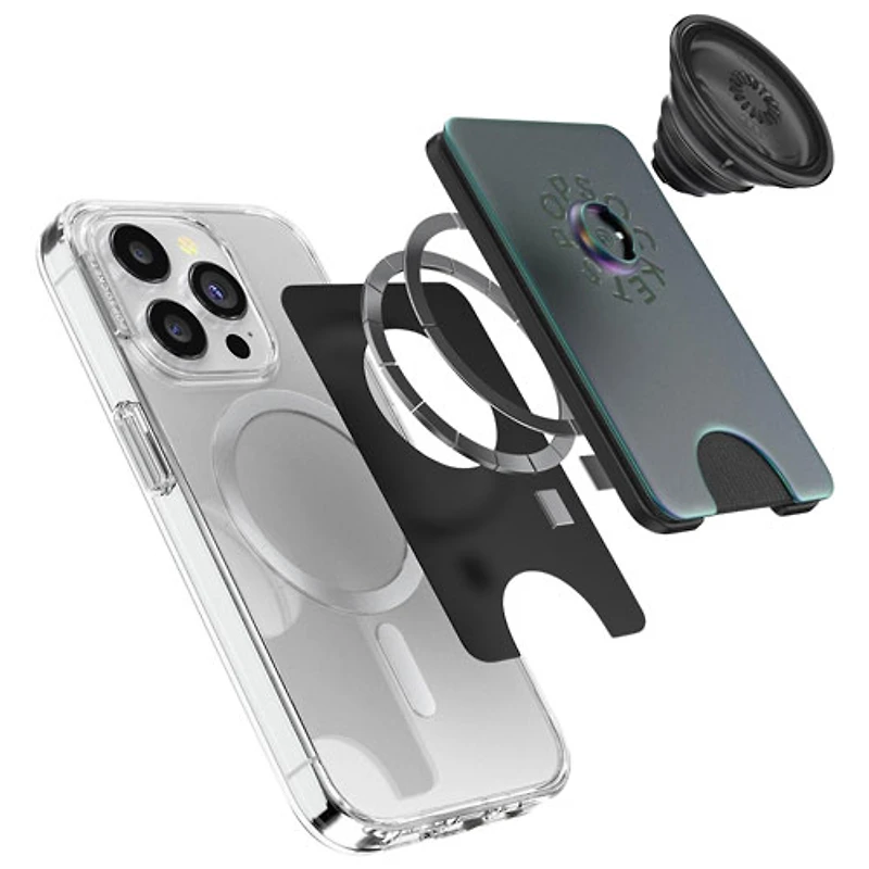 Support universel à prise extensible pour cellulaire MagSafe PopWallet+ (Plus) de PopSockets - Gris nocturne